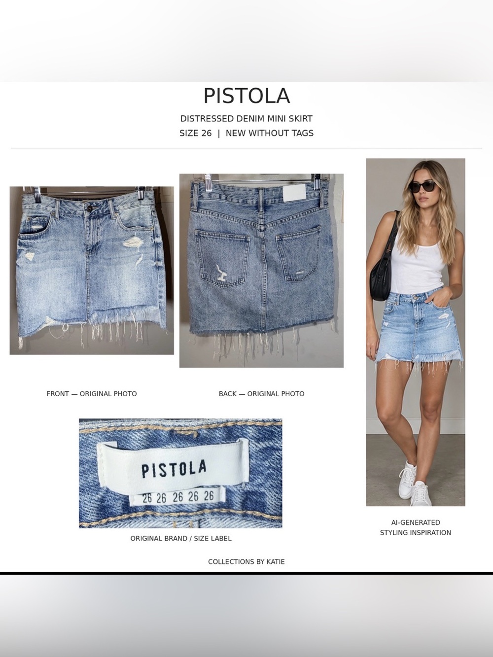 pistola light blue distressed denim mini skirt